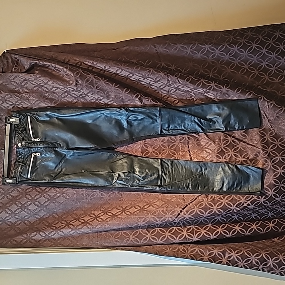 Wilson  Black Leather Pants -back side Black Spandex Size 4